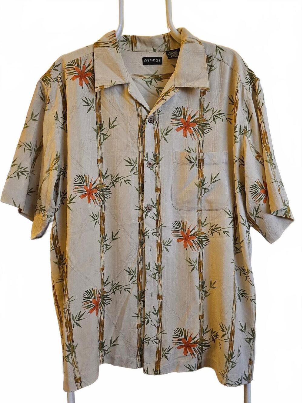 George Men's Relaxed Fit Hawaiian style Shirt with Short Sleeves - Size L  -EUC